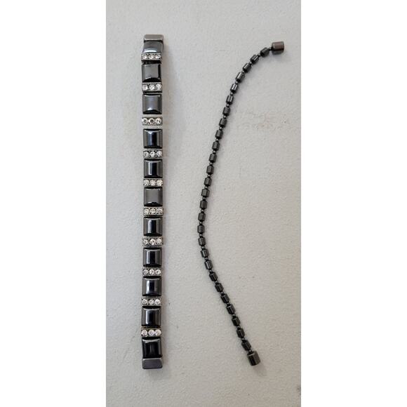 Two Magnetic Hematite Bracelets Pain Relief Powerful Elastic Therapy Arthritis - Picture 5 of 5